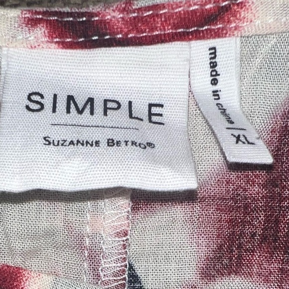 Simple Suzanne “Betro Burgundy Navy Tie Dye Dot Bell Sleeve Dolman Shirt” - Picture 5 of 6